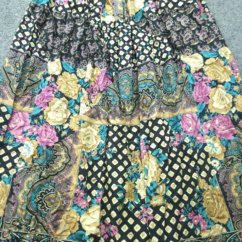 Vintage Koret Floral Paisley Midi Skirt 16W Made in USA Rayon Boho Cottagecore